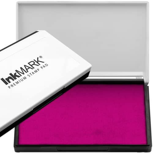 InkMark Premium Stamp Pad Large Size 4" x 7" - for Traditional Rubber Stamps - Magenta Purple Color