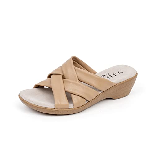 Best Sandals in the Caribbean for Ultimate Comfort & Style 15 VJH confort Women’s Slides, Comfortable Wedge Platform Casual Walking Sandals(Nude,8.5)