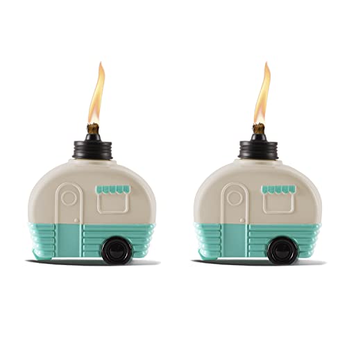 TIKI Brand 2-Pack Blue Camper Tabletop Torch, Outdoor Torches for Patio and Backyard, 5.7 Inch, Blue, 1122122