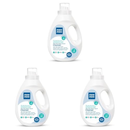 Image of Mee Mee Liquid Cleanser 1.5 L | Anti-Bacterial Formula Kills 99.9% Germs | For Bottles, Nipples, Accessories, Toys, Fruits & Vegetables | Alcohol-Free, One-Drop Cleaning, Dermatologically Tested