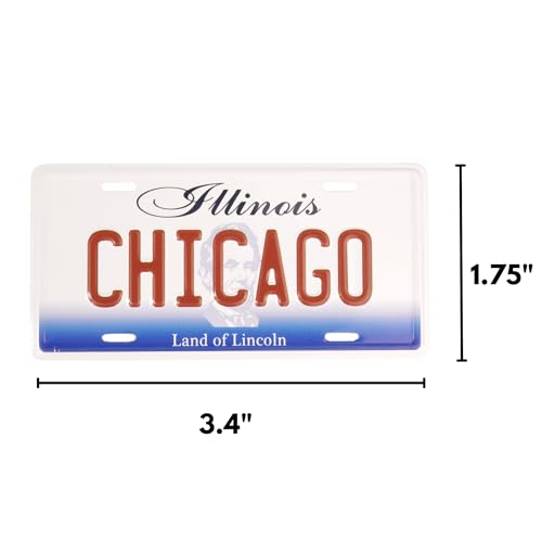 Imán decorativo placa Chicago Illinois 3.4 x 1.75 pulgadas miniatura 6