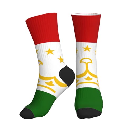 FMASWEQ Chaussettes athlétiques imprimées drapeau du Tadjikistan, chaussettes de travail, parfaites pour la course, la randonnée ou le travail, 2 Noir-2, Taille unique