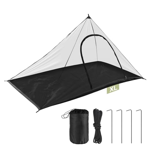 EFUTURETIME Groß Moskitonetz Camping, 240x140x110cm, Mückennetz Outdoor, Leicht Moskitonetz Reise, Moskitozelt mit Reißverschluss für Tour, Wanderung, Zeltdach-Schwarz