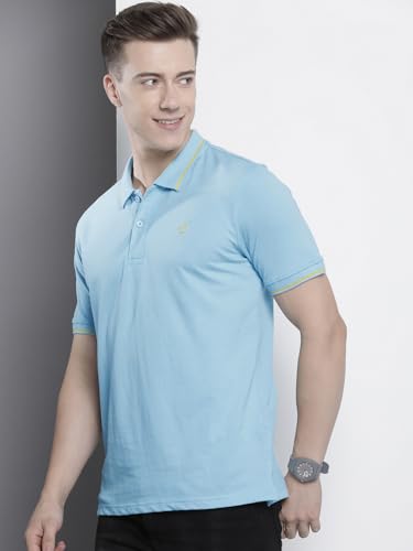 Image of The Indian Garage Co Men Slim Fit Solid Polo Neck Half Sleeves Tshirt