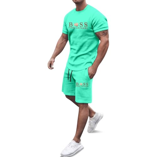 RUMAOZIA Traje de verano para hombre, 2 piezas, chándal para hombre, conjunto con estampado moderno, divertido traje hawaiano, traje de entrenamiento Y2k Streetwear Chándal corto gimnasio Fitness