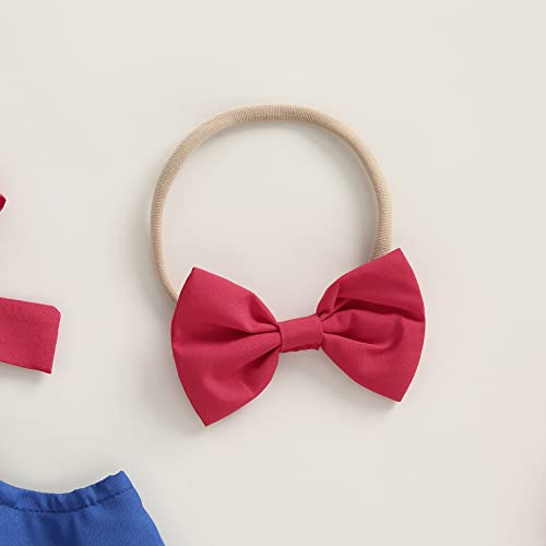 Kids Little Girls Suspenders Dress Tie-Up Straps Sleeveless Color Block Princess Dresses Beach Sundress Headband4