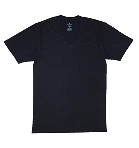 Stafford Men’s Tall/Extra Tall 100% Heavy Weight Cotton V-Neck Undershirts, Black, Short Sleeve, 3 Pack (LXT (Large Extra Tall))2