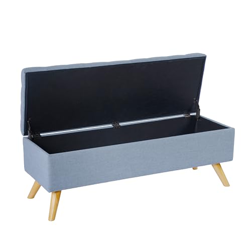 Image of HomePop 48 inch Modern Tufted Storage Bench - Dusty Blue Woven