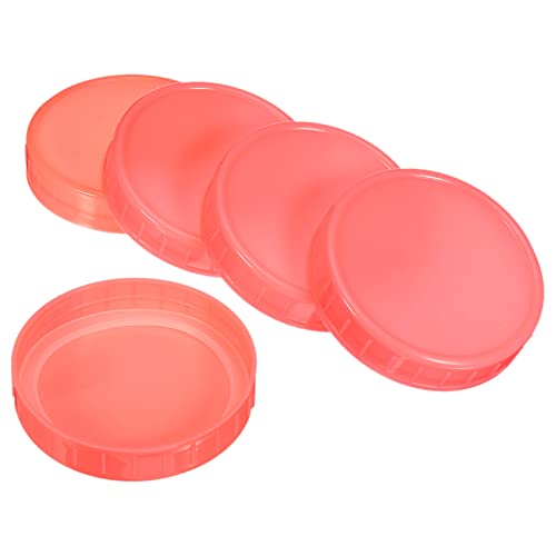 PATIKIL 86mm / 3-1/2" Wide Mouth Plastic Mason Jar Lids, 1Set/10 Pack Canning Jars Caps with Silicone Sealing Ring for Kitchen Storage, Pink -  pta220302tt0824eu