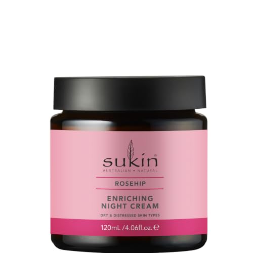 Image of Sukin - Enriching Night Cream - Rosehip Oil Hydrating Face Cream for Distressed and Dry Skin Types - Face Care, Skin Care, Face Cream for Dry SKin, Cream for Dry Skin, Sukin Moisturiser - 120ml