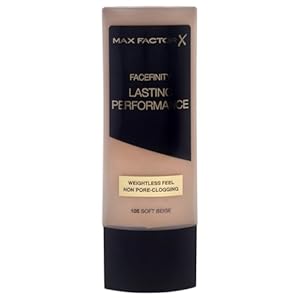 Max Factor Lasting Performance Foundation Soft Beige 105 – Langanhaltendes Flüssig Make-up – Für die perfekte, schwerelose Grundierung – 1 x 35 ml (1er Pack)