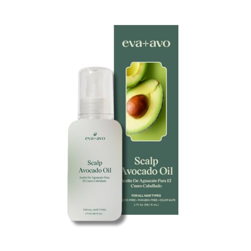 Eva + Avo Organic Scalp Oil with Avocado for Dry, Flaky & Itchy Scalp | Soothing Hair & Scalp Treatment for All Hair Types | Sulfate Free | Rose Scent | 2 Fl Oz