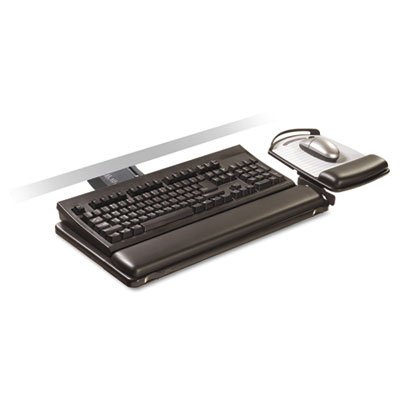 3M AKT180LE Keyboard Tray,Adjustable,23-Inch Track,19-1/2-Inch x10-1/2-Inch,Black
