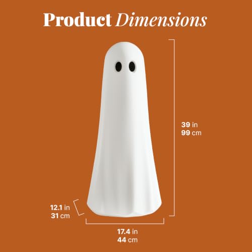 Step2 Boo Buddy Halloween Ghost Statue, White, 40 in, 2 Pack | 40 in Tall, UV and Weather-Resistant Resin, No Assembly Required, Optional Sand-Fillable Base - image 3