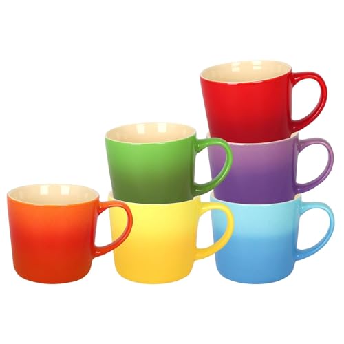 Argon Tableware Multicolour Ombre Coffee Mug 330ml - Pack of 6 - New Bone China Tea Mug, Vegan Friendly Ceramic Cup, Glazed Stoneware Style Drinkware, Microwave Dishwasher Safe