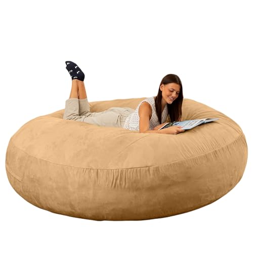 Image of Jaxx 6 Foot Cocoon - 2-in-1 Convertible Bean Bag Bed & Large Bean Bag Chair for Adults, Camel