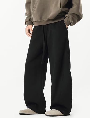FCOOLYEET Mens Straight Leg Sweatpants Y2k Elastic Waisted Track Pants Open Bottom Sweatpants Joggers Streetwear3