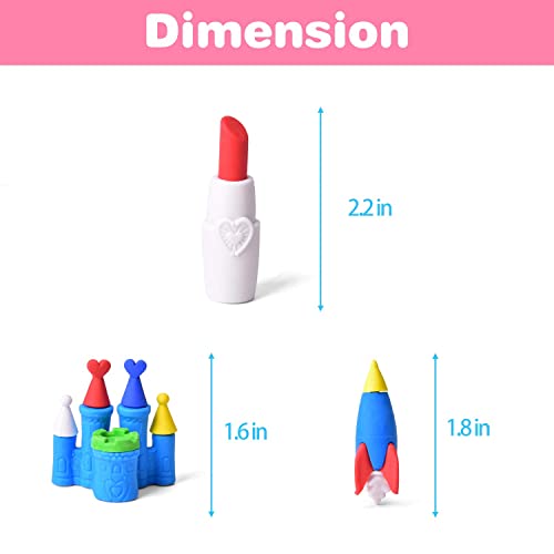 Fun Little Toys 72 Pcs Erasers For Kids Mini Fun Food Animal Pencil Erasers Valentines Day Gifts For Kids Desk Pet Accessories For Kids Classroom Prizes Novelty Toys Treasure Box Pinata Stuffers #TOP4