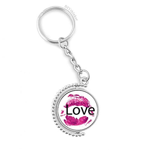 Cadena de San Valentín con llavero de labios rosas y anillo rotativo Pilgrim
