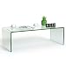 Tangkula Glass Coffee Table, 42.5" L × 20" W ×14" H, Modern Home Furniture, Clear Tempered Glass End Table, International Occasion Tea Table, Waterfall Table with Rounded Edges (Clear)