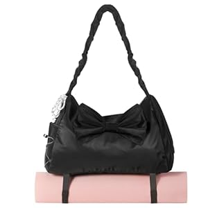 Travel Duffel Bag Sports Gym Bag with Shoe Compartment & Wet Pocket for Women, Yoga Gym Bag with Shoe Compartment, Overnight Weekender Bag for Fitness, Yoga, Beach, Hospital (Black)