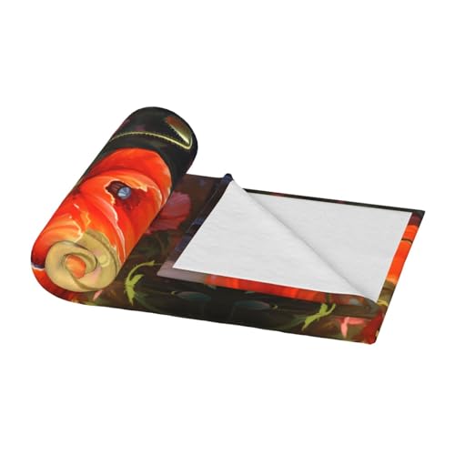 Couverture flanelle chaude et anti-plis en microfibres douces coquelicots - 3