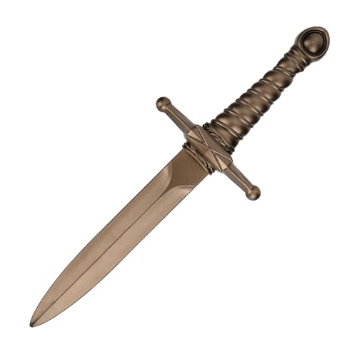 Hoappa PU Foam Medieval Dagger Prop 15 Inch Non-Functional Antique Bronze Decorative Sword with Plastic Core for Adult Cosplay Stage Performance & Display 1 Pack