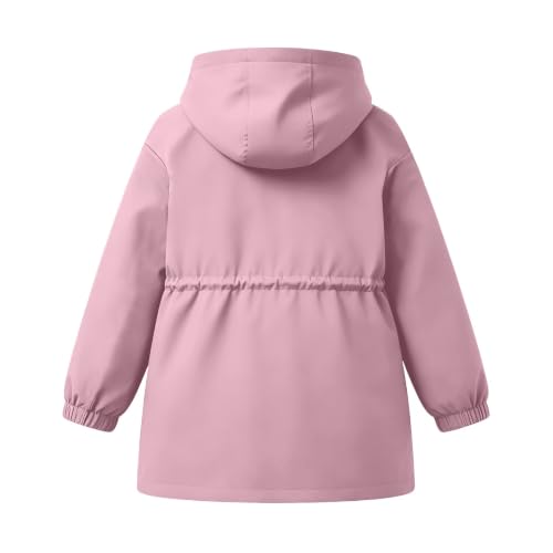 JOFOW Boys Girls Waterproof Rain Jacket Lightweight Windbreaker Hooded Pink - image 4