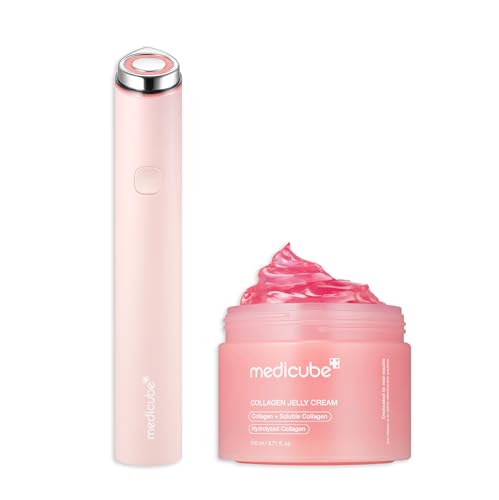 medicube Plump and Radiant Pink Duo: Mini Booster Pro Pink and Collagen Jelly Cream, 3.71 fl.oz. (110ml)