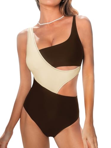 CUPSHE Women's One Piece Swimsuit Scoop Neck Color Block Bathing