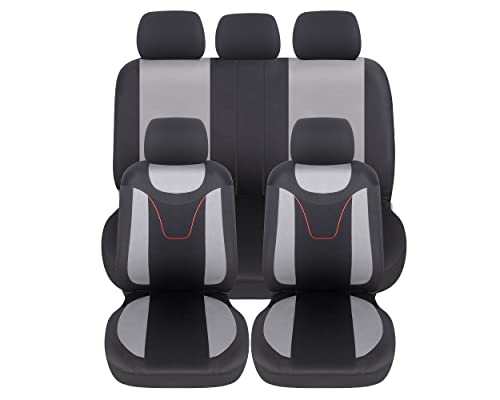 Auto Accessori Lupex Fundas Asientos Coche Universal, Tejido Poliester, Juego Fundas Asientos adaptables, No SUV (Delantero y Trasero, N - Gris)
