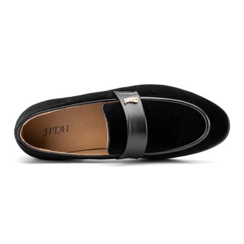Image of JITAI Boys Dress Loafers for Weddings & School, Breathable Slip-On Leather Tuxedo Shoes, Toddler to Preteen