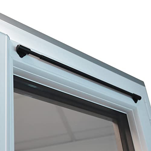 Lot de 2 mini-tringles à rideaux sobres sans perçage extensibles 40-70cm D10 Noir Mat en métal alu, pour voilages légers et brise-bise, brise-vue, petite tringle pour fixation adhésive réglable