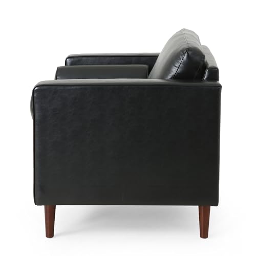 Sillón club tapizado negro con cojines miniatura 6