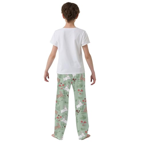 ZZXXB Bunny Mushroom Boys Long Pants Soft Trousers Elastic Waist Kids Lounge Bottoms with Pockets S-XL3