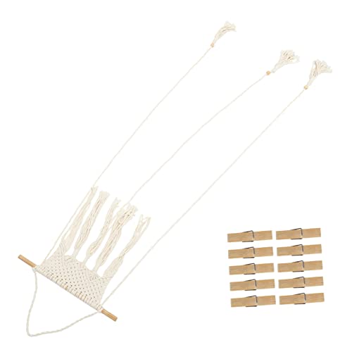 Abaodam 2Pcs Pasta De Fotos Tecida Fio De Algodão Manual De Tapeçaria De Madeira Branca