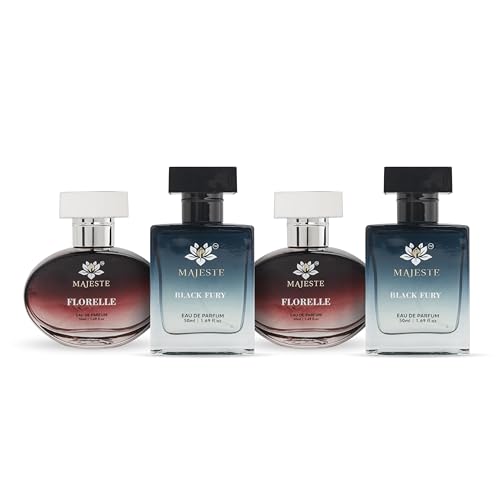 Image of Black Fury & Florelle by APS Majeste PACK for Men -Women, Best Of Men Perfume Combo - 4 x 50ml (2Black Fury &2 Florelle) | Long Lasting | Perfume For Women |Perfume for Men