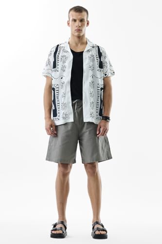 Image of SNITCH Men Casual Shorts | Regular Fit Mid Rise Solid Pattern | 100% Cotton Smooth Texture with Drawstring Closure & Elastic Waistband for Summer & Club Wear