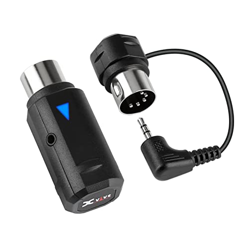 Xvive Wireless MIDI Bluetooth MIDI Adapter 5-PIN DIN Interface MIDI Master MIDI to MIDI for Brands Piano Keyboard to MIDI,macOS,iOS Device