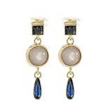 Pendientes colgantes de clip para mujer, color azul marino