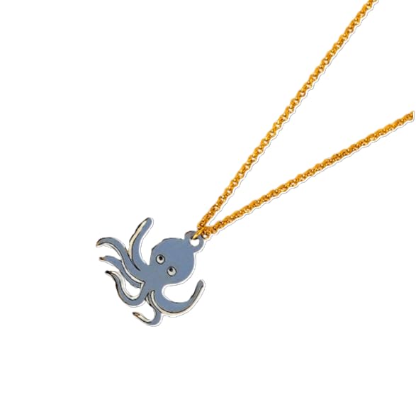 Sastree Colgante Pulpo Original Mujer | Edición Limitada Sas365 (Solo 365 Unidades) | Madera Sostenible Pintado a Mano | Detalle Original Amantes Mar (Acero Inox Plata)