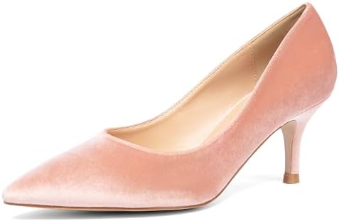 NEWBELLA Women's Velvet Low High Heels - Solid Color Elegant Dres...