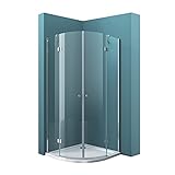 Mai & Mai Viertelkreis-Dusche R02K Klarglas-Duschkabine 80x80x190cm 2 Pendeltüren 6mm ESG-Sicherheitsglas inkl. Nano-Beschichtung
