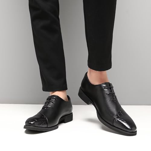 Image of SANNAX Men's Oxfords Formal Lace Up Dress Shoes, Classic Business Casual Leather Shoes for Men