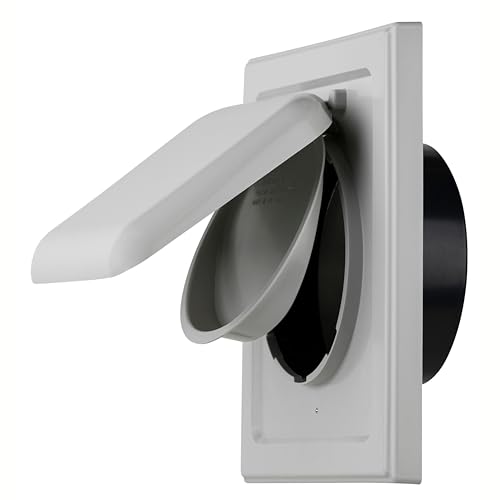 Image of NO-PEST VENT Dual Door Dryer Vent Cover 4 Inch Outdoor, Made in USA, Highest UV-Resistant Plastic, No Lint-Collecting Screen (Light Grey, 4 inch Plastic Vent With Collar)