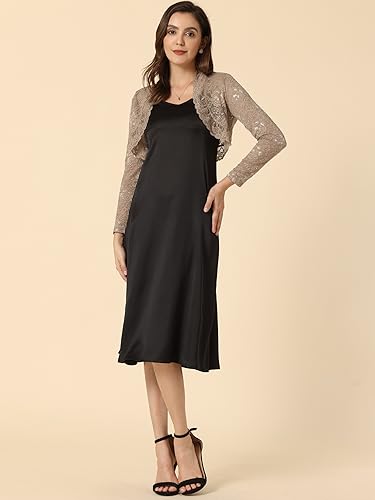 Image of Allegra K Women's Elegant Crop Cardigan Sheer Floral Lace Bolero Shrug Top