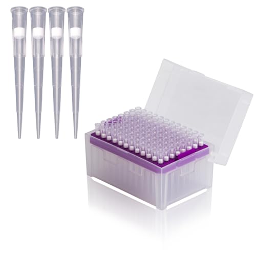 Pipette 200uL avec filtre stérile transparent en boîte de 96