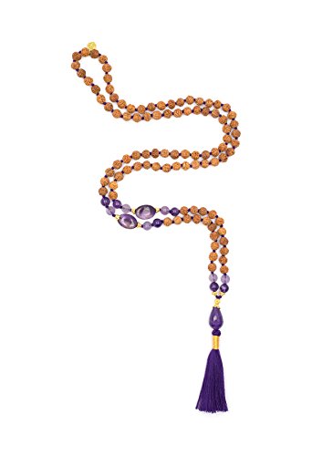 Aum Rudraksha Designs Purple & Brown Rudraksha Unisex Strand Mala (Third Eye Chakra - MT 452 - LPT)