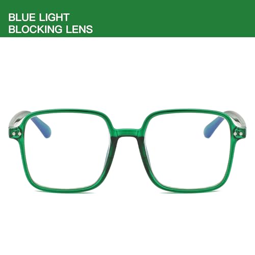 Image of Square Blue Light Blocking Glasses for Women Men Oversized Lightweight Frame Filter Nerd Eyeglasses Mia