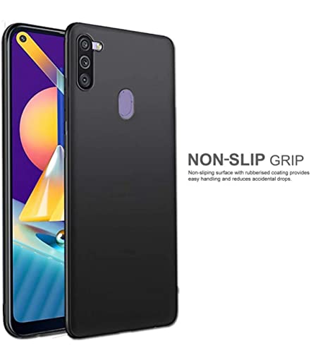 Image of Mobile Back Cover Case for Samsung Galaxy M11 (Silicone Case|CameraProtection|Black SC1510)